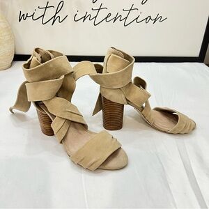 RAYE Women's Beige Suede Wrap Sandals